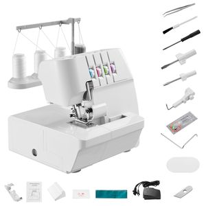 Macchina da Cucire Overlock Domestica con 1250 Punti al Minuto, Capacità a 2, 3, 4 Fili e Alimentazione Differenziale Regolabile - Product Image 1