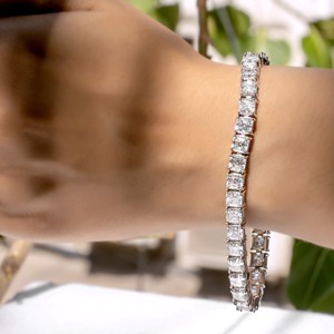 Pulsera de Plata S925 para Mujer, Corte Princesa, Diamante Cultivado en Laboratorio, Joyería Clásica de Boda, Elegante Regalo para Ella, Estilo de Lujo - Product Image 5