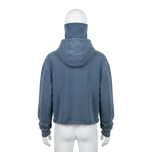 Women's <b>Blue</b> <b>Balaclava</b> Hoodie Oversized Pullover Sweatshirt Fleece Streetwear Face Cover Hood - Product Image 4