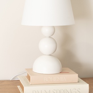 Orbit Sphere Metal Table <b>Lamp</b> Set with Sculptural <b>Ball</b> Base Fabric Shade Soft Ambient Lighting Elegant Bedroom Decor - Product Image 3