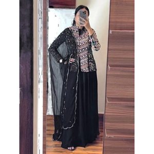 TREANDING GEORGETTE SEQUENCE WORK TOP LEHENGA WITH DUPATTA BLACK - Product Image 1