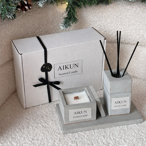 Vela Aromática de Lujo AIKUN en Recipiente Cuadrado de Cemento con Mecha de Madera y Tapa de Madera para Decoración del Hogar o Regalo - Product Image 5