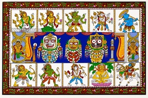 Arte Tradicional de Odisha, Tablero Decorativo de Madera con Diseño de Jagannath Puri Dashavatara, para Decoración del Hogar, Sala de Estar o Templo, Venta al Por Mayor - Product Image 1