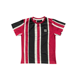 ผู้นำด้านการขายเสื้อยืดแขนสั้นลายทางแนวตั้งสำหรับเด็กผู้ชาย คุณภาพดีที่สุด 100% ย้อมสีด้วยเส้นด้าย จากผู้ขายชาวอินเดียโดยตรง - Product Image 1