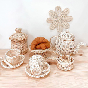 Combo rattan tea <b>set</b> superior quality natural kids educational toys kindergarten toy supplies - Product Image 1