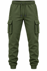 Pantalones deportivos cargo para hombre con logotipo personalizado, de algodón y felpa, corte regular, informales, con bolsillos, para otoño, pantalones ajustados para hombre. - Product Image 4