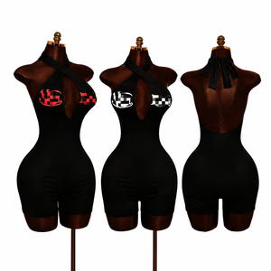 AL SAWAN INTERNATIONAL Body Sexy para Mujer, Estilo Halter, Pantalones Cortos, Elástico, Sin Costuras, Tejido, Sin Mangas, Elegante, para Todas las Temporadas - Product Image 1