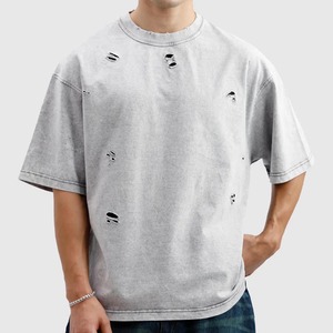 T-shirts vierges vintage usés en gros pour OEM, streetwear, t-shirt à logo imprimé, t-shirt oversize épais - Product Image 3