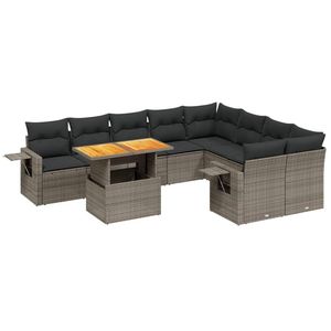 Grey Garden <b>Sofa</b> <b>Set</b> With Cushions Outdoor Furniture Rattan Contemporary Design Waterproof UV Resistant PE Rattan - Product Image 5