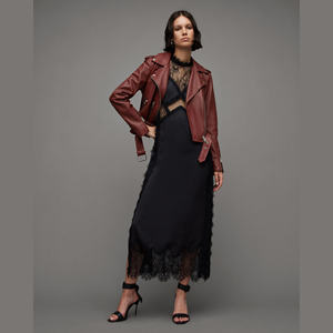 Veste de moto en cuir véritable pour femme, style motard, hiver, imperméable, coupe-vent, respirante, doublure en soie, courte - Product Image 4