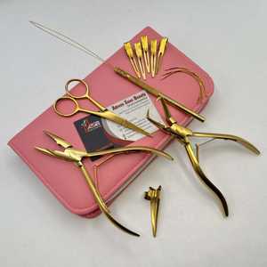 Kit de Herramientas para Extensiones de Cabello de Acero Inoxidable Chapado en Oro al por Mayor con Estuche Rosa, Alicates para Extensiones de Cabello de Alta Calidad con Logotipo Personalizado - Product Image 6
