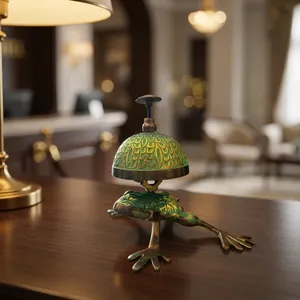 Campana de Escritorio de Latón Verde, Estilo Rana Saltarina, Campana Decorativa Vintage para Hotel, Oficina, Recepción, Restaurante, Servicio - Product Image 1