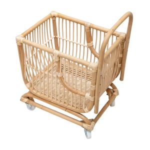 High Quality Kids Toy Rattan Leisure Trolley Cart <b>Shopping</b> Cart Toy for Nursery Room School Use Wholesale - Product Image 1