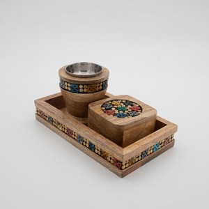 Juego de Incensario Religioso de Sándalo Hecho a Mano, con Aroma a Oud, Soporte para Bakhoor, Bandeja Cuadrada, Cuenco Aromático para Incienso, para Regalo en el Hogar - Product Image 1