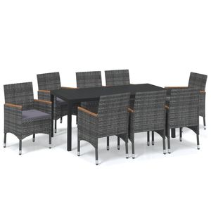 <b>Grey</b> Rattan Garden Dining Set 8 Seater Weather Resistant Outdoor Furniture Contemporary Style Steel <b>Frame</b> - Product Image 2