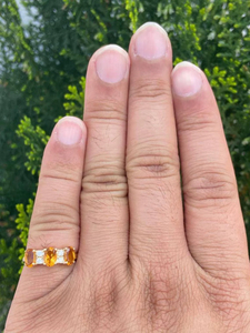 Natural <b>Citrine</b> Diamond Three Stone Wedding <b>Ring</b> 925 Sterling Silver 14K Solid Gold Luxury Rhodium Plated Fine Jewelry OEM ODM - Product Image 6