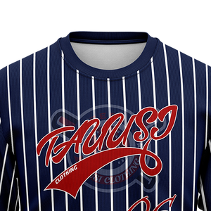 Sudadera de Cuello Redondo con Rayas Blancas para Hombre, Color Azul Marino, con Logotipo Personalizado, Gráfico, Manga Larga, para Entrenamiento de Béisbol, Ropa de Invierno - Product Image 4