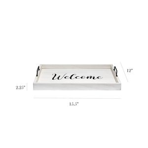 Bandeja Blanca con Diseño Serigrafiado y Asas de Hierro Negro, Más Duradera y Confiable, Plato Decorativo Portátil Disponible - Product Image 2