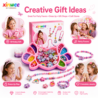 Kit de fabrication de bijoux en perles de céramique DIY personnalisable pour enfants, ensemble éducatif créatif, collier et bracelet colorés, cadeau pour filles