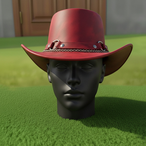 Chapeau de cowboy en laine rouge fait main de qualité supérieure, style festival western, cosplay, cadeau de Noël, pêche, décontracté, unisexe - Product Image 3