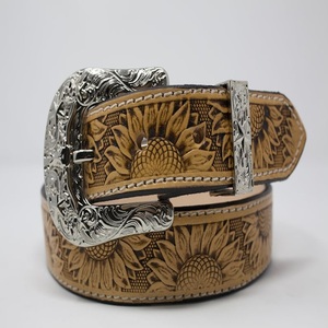 New Arrival High Quality Hand Tooled Leather <b>Belts</b> Carving Stylish Brown Color <b>Belts</b> Unisex Floral Engraved <b>Western</b> Leather <b>Belt</b> - Product Image 3