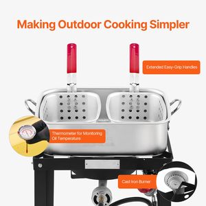 Friggitrice a propano in alluminio da 18 Qt con doppio cestello per pesce e frutti di mare, con termometro, per cucinare all'aperto - Product Image 6