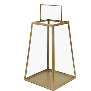 Antique <b>Brass</b> Glass Candle <b>Lantern</b> Vintage Geometric Wedding Table Centerpiece Metal <b>Lantern</b> With Handle For Home Decoration - Product Image 4
