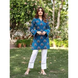 Ensemble Kurta bleu turquoise avec pantalon droit taille haute respirant taille XS - Product Image 4