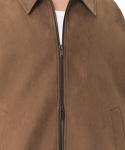 <b>Men's</b> Gray <b>Suede</b> Bomber <b>Jacket</b> Turn-down Collar Zipper Closure Casual Autumn Wear Regular Fit - Product Image 6