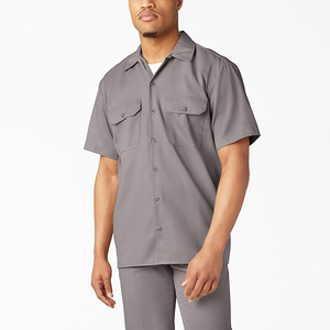 Unisex Workwear Set Solid Color Short Sleeve Shirt <b>Pants</b> Viscose/Polyester Breathable Eco-Friendly Quick Dry Plus Size Casual - Product Image 2