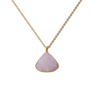 จี้รูปสามเหลี่ยมทำจากเพรนไนต์และแคลซิโดนี แกะสลักด้วยมือ ชุบทองคำแท้ ประดับด้วยพลอยธรรมชาติ ดีไซน์ทันสมัย - Product Image 4