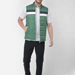 Chaleco Acolchado con Capucha Ecológico para Hombre, Color Verde, Cuello Alto, Cierre de Cremallera, Resistente al Viento, Ropa Casual de Invierno, Relleno de Poliéster - Product Image 2