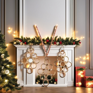 Colgante de boda Feng Shui de lujo hecho a mano con materiales orgánicos, diseño de amor tallado, estilo moderno, con ocho o nueve anillos, lámpara de sal para mujeres y niñas - Product Image 1