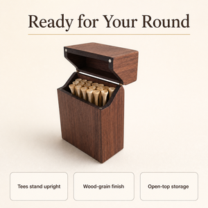 Caja Portátil de Madera para Tees de Golf con Tapa Abatible, Estuche de Almacenamiento de Tees de Golf de Madera de Nogal para Bolsa de Golf y Campo de Práctica - Product Image 5