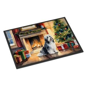 Collie barbudo acogedor Felpudo de Navidad antideslizante para interiores y exteriores alfombra de pila baja 24H X 36W felpudo lavable para puerta delantera para entrada - Product Image 1