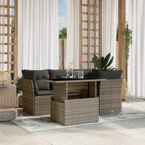 Conjunto de Sofás Modulares Medianos de Ratán PE Gris para Jardín - Product Image 1