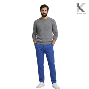 Kohinoor <b>Mills</b> unisex Oxford Trousers 100% Cotton 285GSM Microsanded Soft Formal Fit Blue - Product Image 4