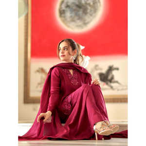 ชุดปักลายสวยงามสำหรับผู้หญิงชุดบนสุด-ล่างและ dupatta สำหรับงานเลี้ยง - Product Image 2
