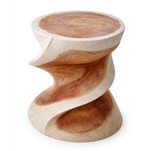 Tabouret d'entrée moderne en bois de Suar massif, sculptural et artistique, de haute qualité, fait main, finition naturelle pour l'intérieur de la maison - Product Image 1