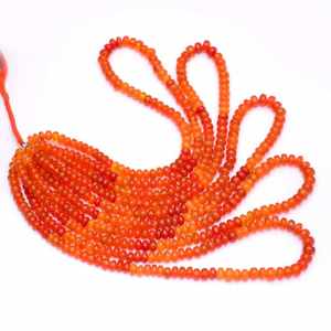 Cuentas de cornalina natural lisas en forma de rondel de 5-7 mm, cuentas sueltas de piedra de cornalina para pulseras y fabricación de joyería al por mayor. - Product Image 3