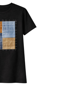 Camiseta Negra Personalizada con Apliques de Patchwork para Mujer, Cuello Redondo, Manga Corta, Estilo Casual Urbano, Top Gráfico con Logotipo Personalizado OEM - Product Image 2