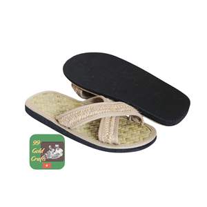 Direct Factory Price Handmade Seagrass <b>Slippers</b> Natural Color with Canvas Strap for USA Eco Market Wholesale Cheap Bulk Supply - Product Image 4