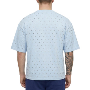 T-shirts pour hommes entièrement ornés de perles, logo personnalisé en strass, coton épais, coupe oversize, été, OEM, t-shirts pour hommes, coupe ample - Product Image 3