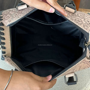Sac à main Speedy en cuir véritable, nouveau modèle, avec motif floral sculpté d'aigle, en cuir véritable, avec poignée supérieure, petit sac de voyage unisexe à bandoulière, tendance - Product Image 6