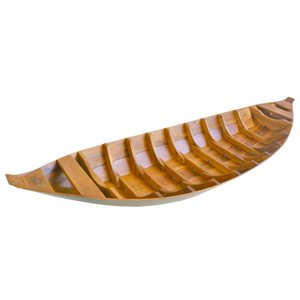 Bateau Sampan d'Asie du Sud-Est, bateau à rames à fond plat pour lac et rivière, artisanat vietnamien en bois, 322Lx67Wx56H cm - Product Image 4