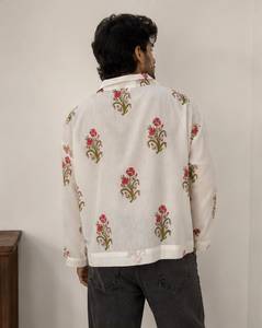 Chemise décontractée pour homme, coupe ample, imprimé floral dessiné à la main, manches longues, col rabattu, respirante, 100% coton, été, ODM - Product Image 3