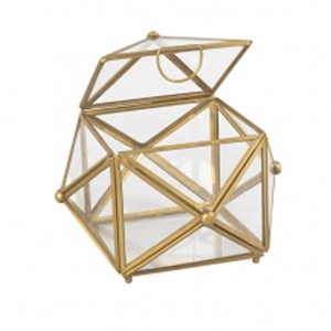 Iron and Glass Hexagon Luxury Portable 6 Inch Gift Box for Jewelry <b>Storage</b> - Product Image 1
