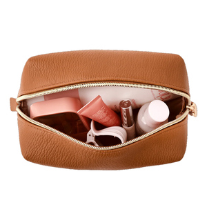 Genuine Leather Vintage Cosmetic <b>Case</b> with Zipper Closure Water Resistant Large Capacity Travel <b>Makeup</b> Organizer for Women Men - Product Image 4