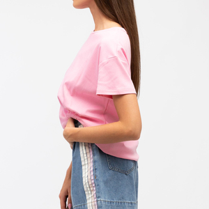 T-shirt d'été pour femme grande taille, col rond, manches courtes, 100 % coton, uni, avec logo, décontracté, respirant, pour le sport et la gym - Product Image 4