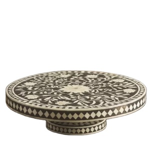 Incrustation d'os classique plateau d'affichage de gâteau brillant plaque d'incrustation de nacre faite à la main pour le service de dessert et la décoration de la maison Premium - Product Image 3